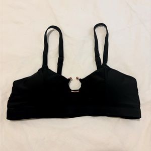 SHEIN Black Bandeau Bikini Top with Gold Ring